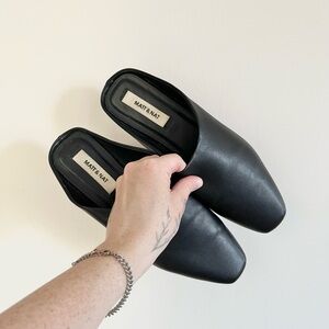 matt & nat black leather mules